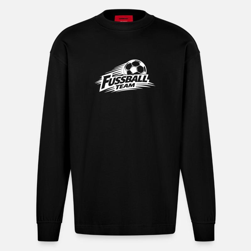Fussball Team Symbol - Heavyweight Oversized Organic Langarmshirt Made in EU - SOLID BLACK