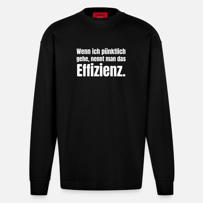 La ponctualité comme efficacité - Manches longues bio épais oversize fabriqué en UE - SOLID BLACK