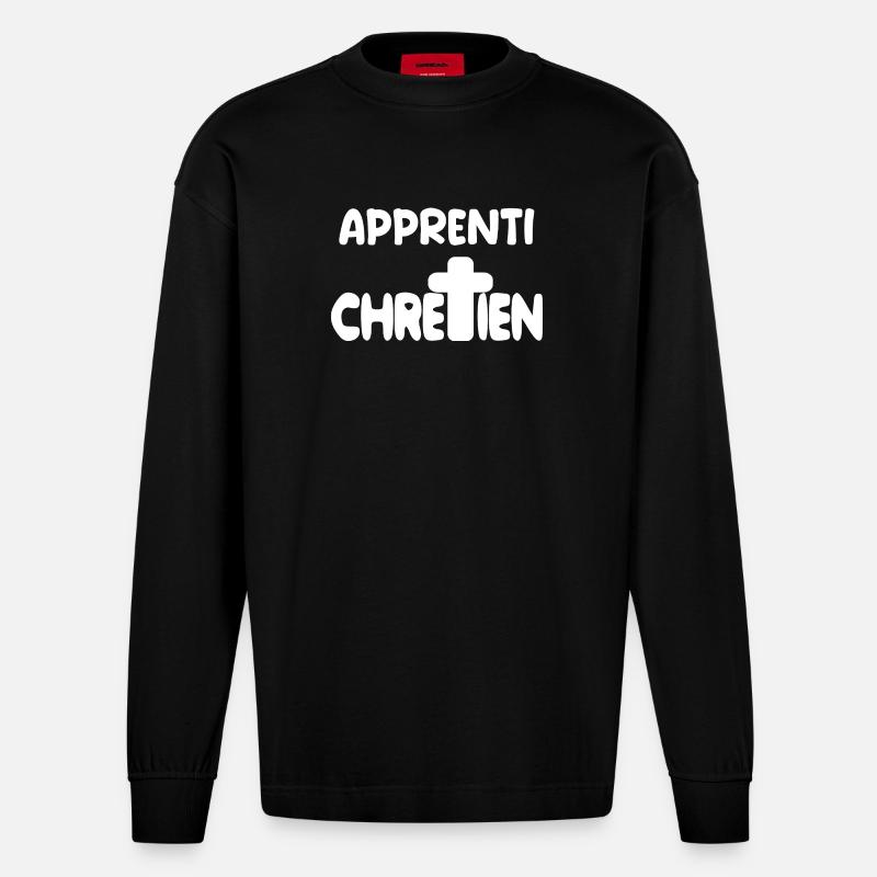 Katholisch-christliches Geschenk Gott - Heavyweight Oversized Organic Langarmshirt Made in EU - SOLID BLACK