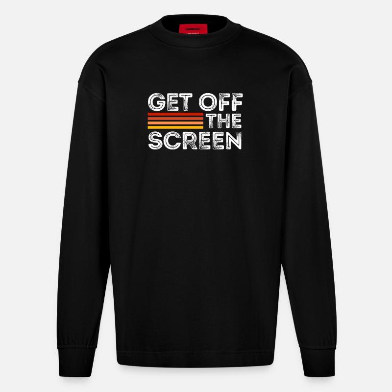 Get Off The Screen - Manches longues bio épais oversize fabriqué en UE - SOLID BLACK