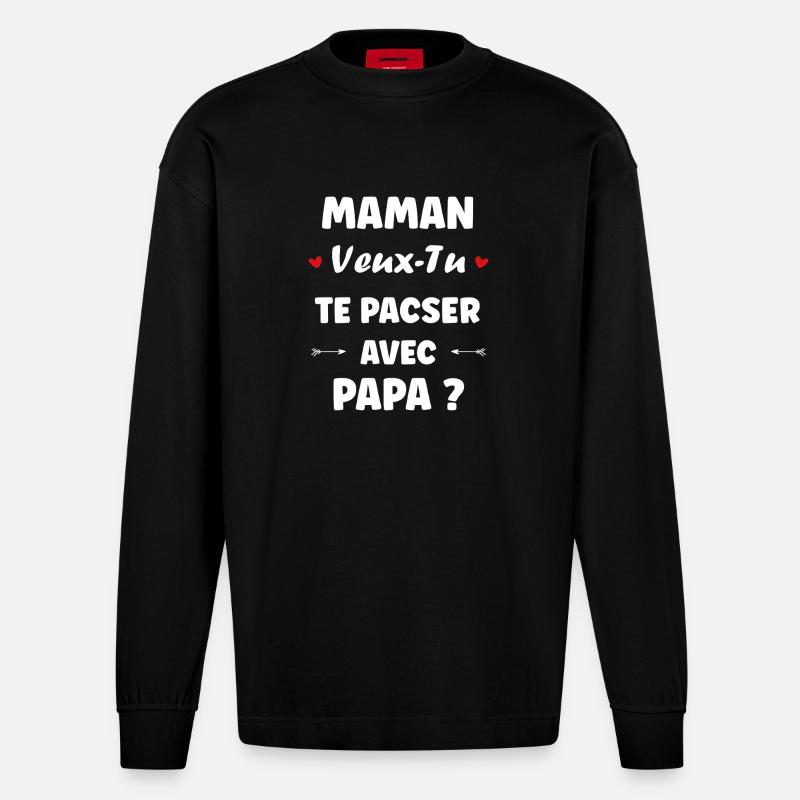 Mama PACT dich mit Papa - Heavyweight Oversized Organic Langarmshirt Made in EU - SOLID BLACK