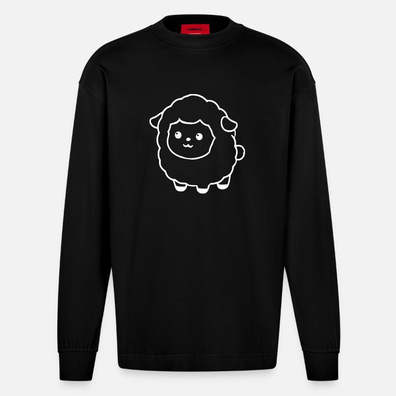 Schaf Schäfchen Lamm - Heavyweight Oversized Organic Langarmshirt Made in EU - SOLID BLACK