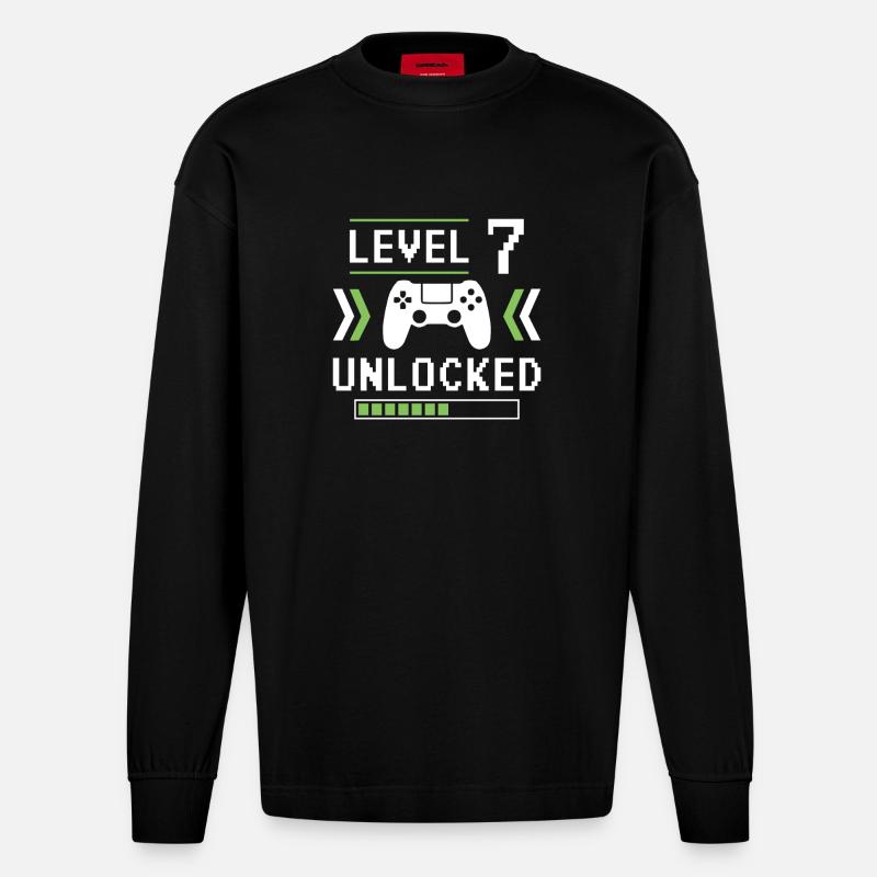 Level 7 freigeschaltet - Heavyweight Oversized Organic Langarmshirt Made in EU - SOLID BLACK