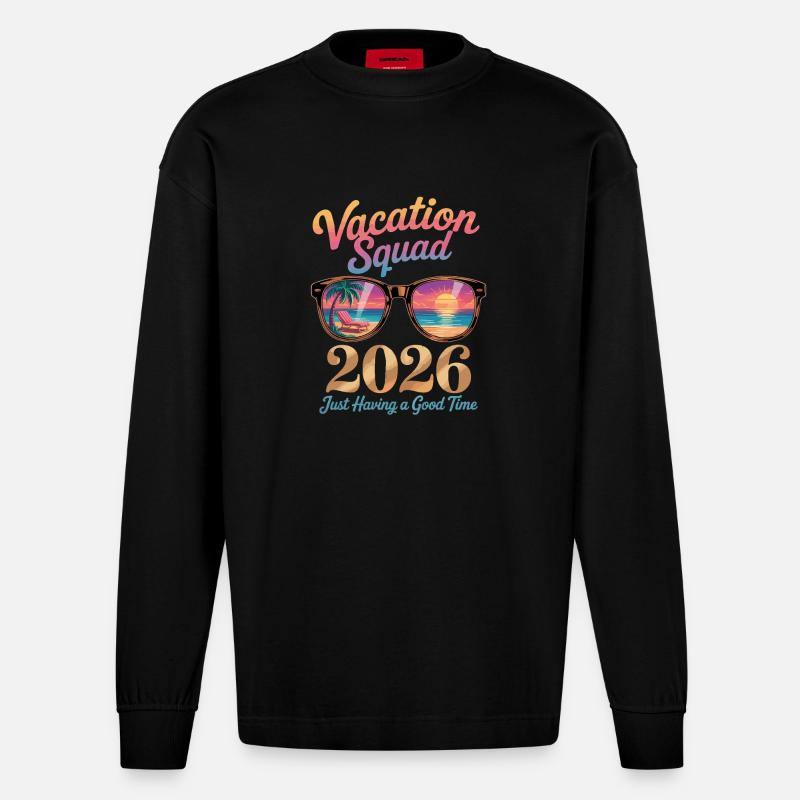 Devis de voyage de groupe 2026 - Manches longues bio épais oversize fabriqué en UE - SOLID BLACK