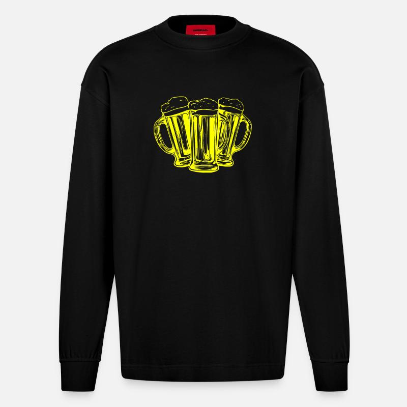 Bier Biergläser Anstoßen - Heavyweight Oversized Organic Langarmshirt Made in EU - SOLID BLACK
