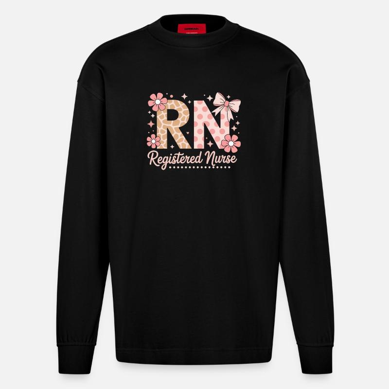Krankenschwester Sprüche Krankenschwester Geschenk - Heavyweight Oversized Organic Langarmshirt Made in EU - SOLID BLACK