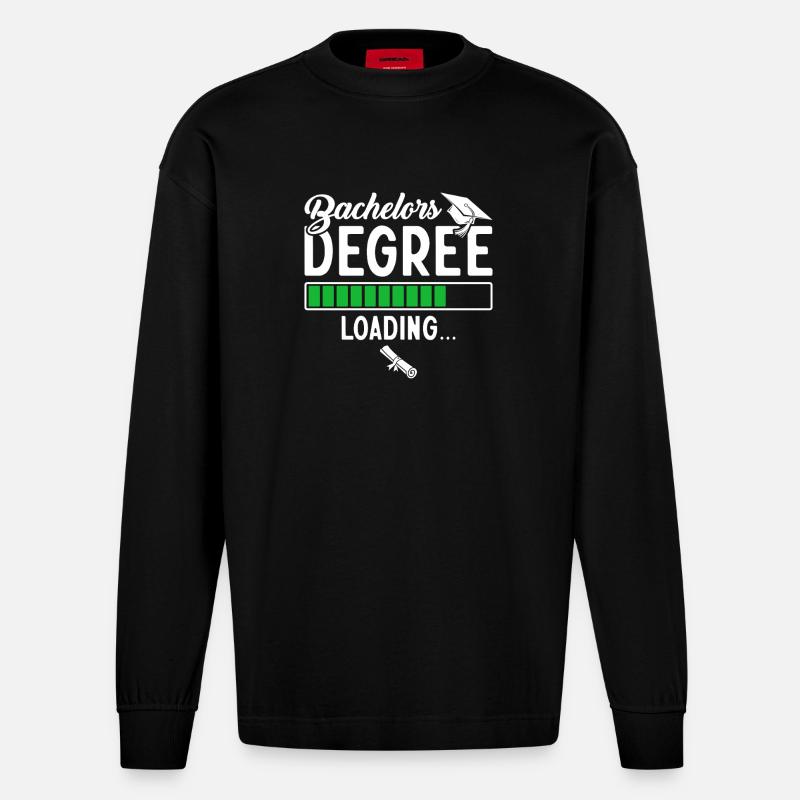 Bachelor-Abschluss-Laden - Heavyweight Oversized Organic Langarmshirt Made in EU - SOLID BLACK