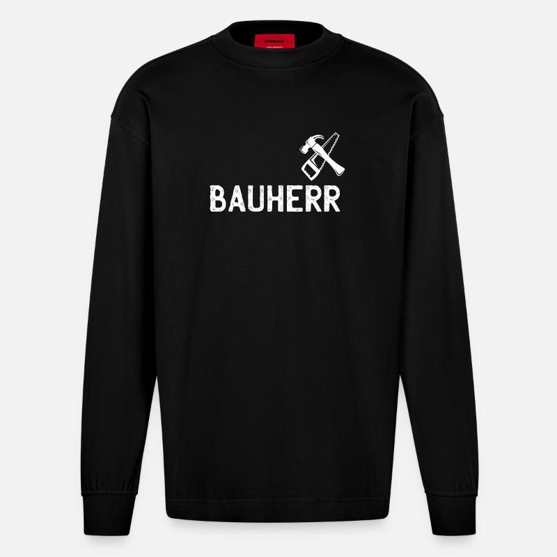 Emblème d’outil DIY pour constructeur - Manches longues bio épais oversize fabriqué en UE - SOLID BLACK