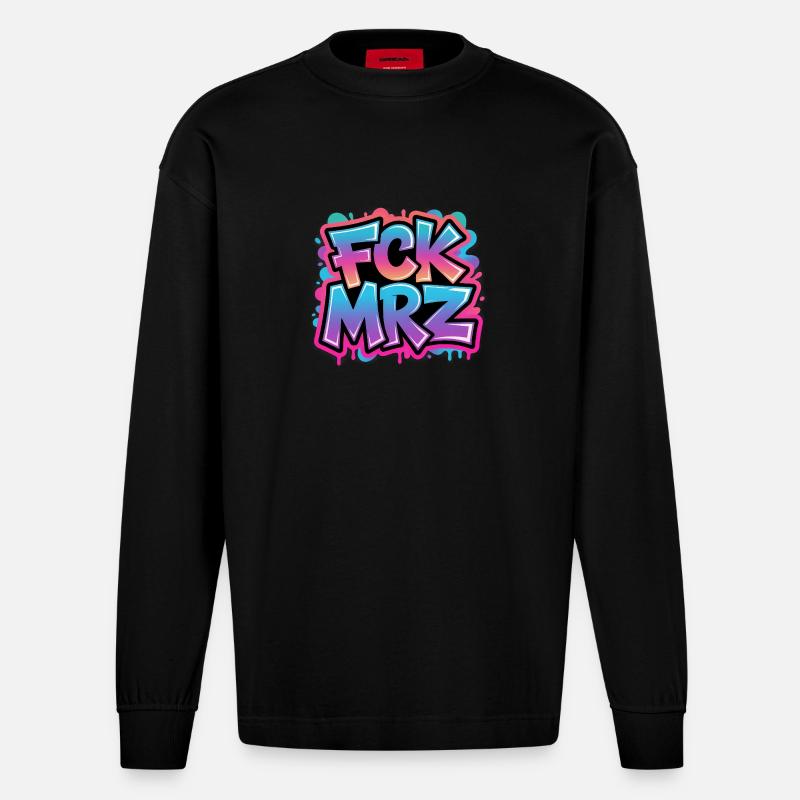 FCK MRZ - Anti CDU Meme - Heavyweight Oversized Organic Langarmshirt Made in EU - SOLID BLACK