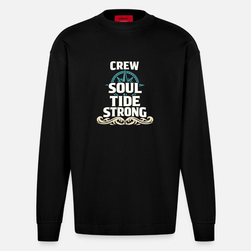 Seemannschaftsgeschenk Für Deckhand Ocean Work - Heavyweight Oversized Organic Langarmshirt Made in EU - SOLID BLACK