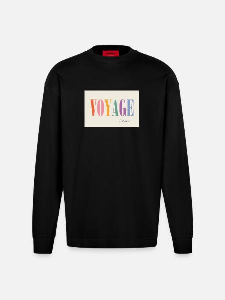 Voyage – c'est vivre - Heavyweight Oversized Organic Longsleeve Shirt Made in EU - SOLID BLACK