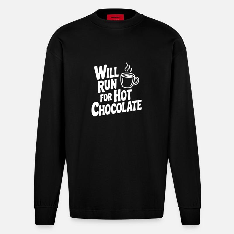 Will Will Hot Chocolate holen - Heavyweight Oversized Organic Langarmshirt Made in EU - SOLID BLACK