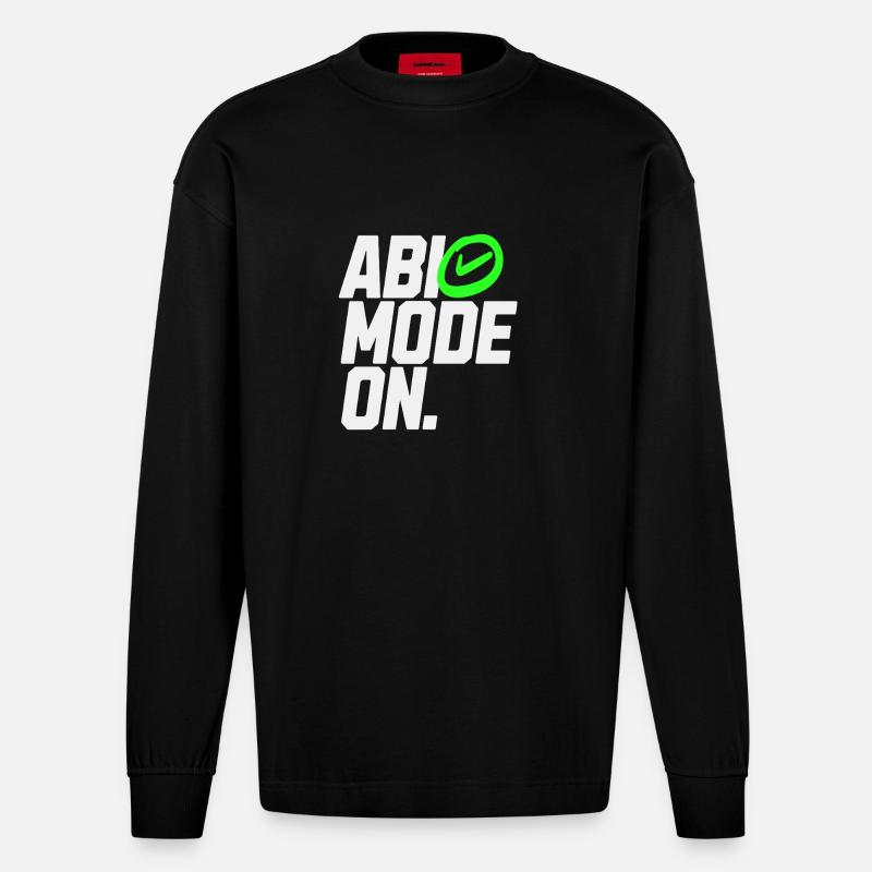 ABI MODE ON - Heavyweight Oversized Organic Langarmshirt Made in EU - SOLID BLACK