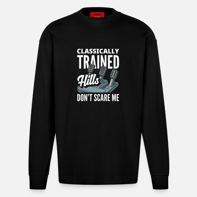 Manuelles Auto, Klassisch Ausgebildeter - Heavyweight Oversized Organic Langarmshirt Made in EU - SOLID BLACK