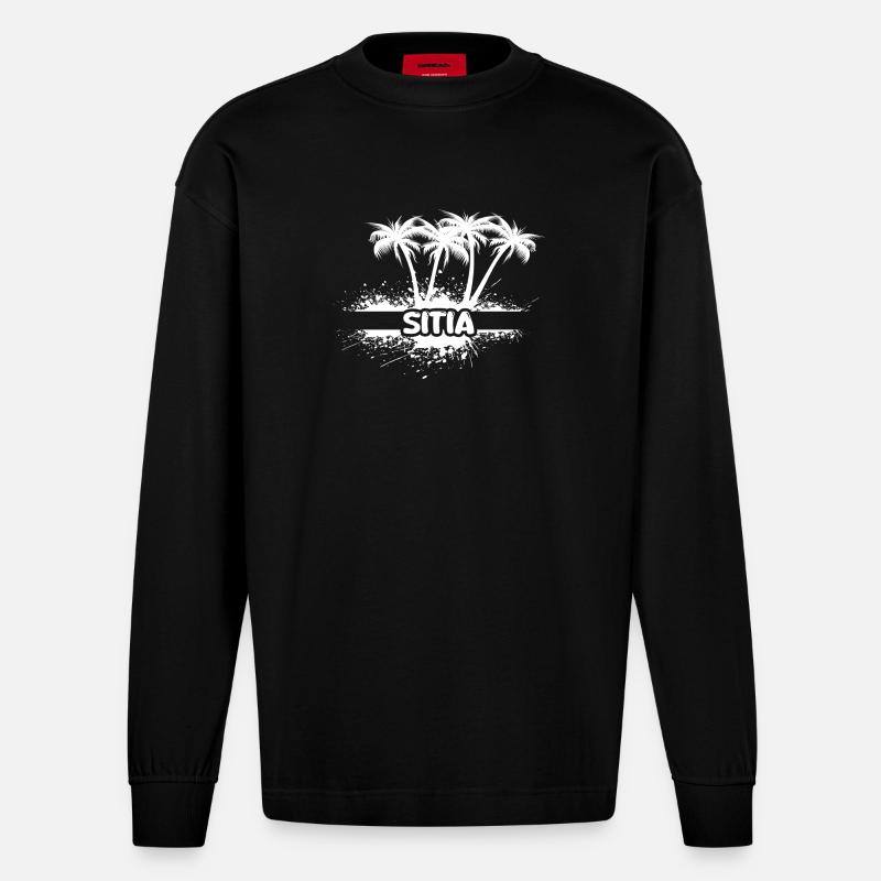 Sitia als Sonne - Heavyweight Oversized Organic Langarmshirt Made in EU - SOLID BLACK