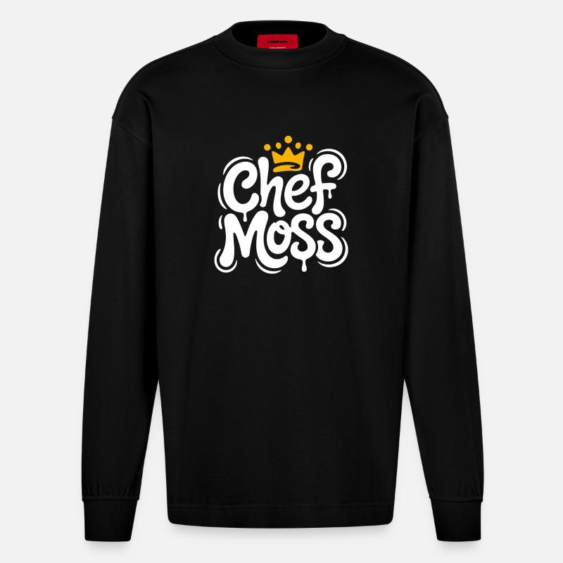 Couronne de graffiti Chef Moss - Manches longues bio épais oversize fabriqué en UE - SOLID BLACK
