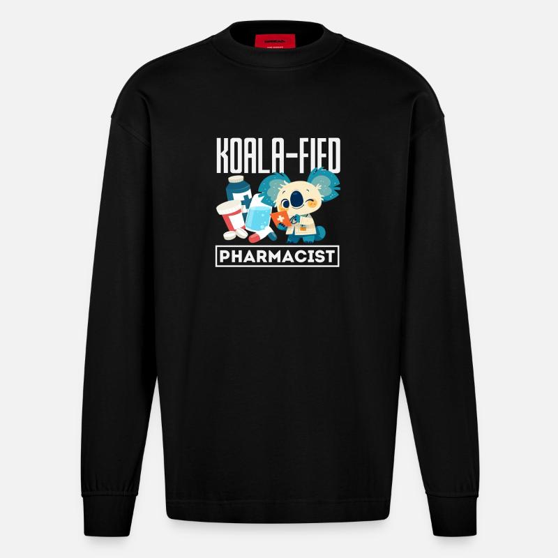 Koala-apotheker Pharmazietechniker - Heavyweight Oversized Organic Langarmshirt Made in EU - SOLID BLACK