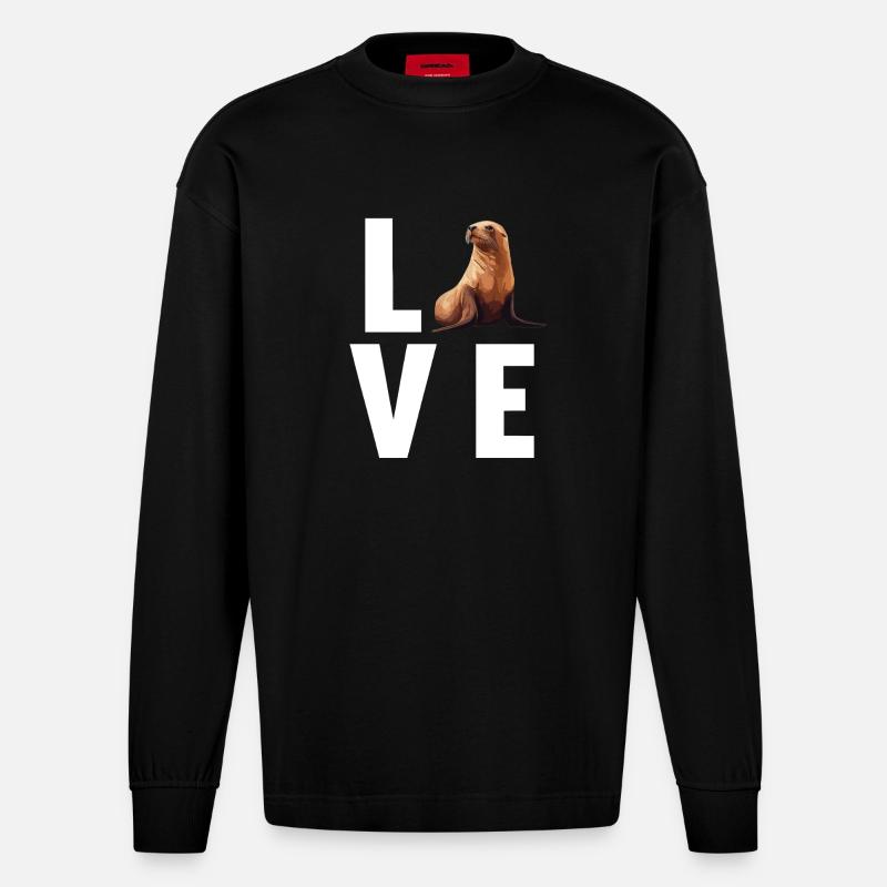 Seelöwen Seelöwe - Heavyweight Oversized Organic Langarmshirt Made in EU - SOLID BLACK