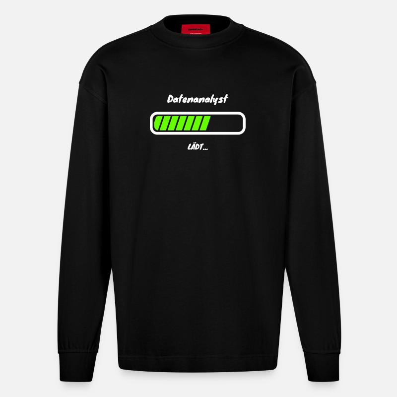Data Analyst Caricamento Statistiche Data Analyst - Maglia a maniche lunghe ecologica oversize Heavyweight Made in UE - SOLID BLACK