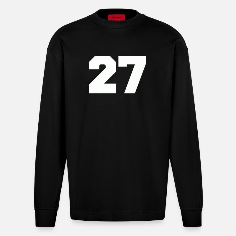 Zahl 27 - Heavyweight Oversized Organic Langarmshirt Made in EU - SOLID BLACK