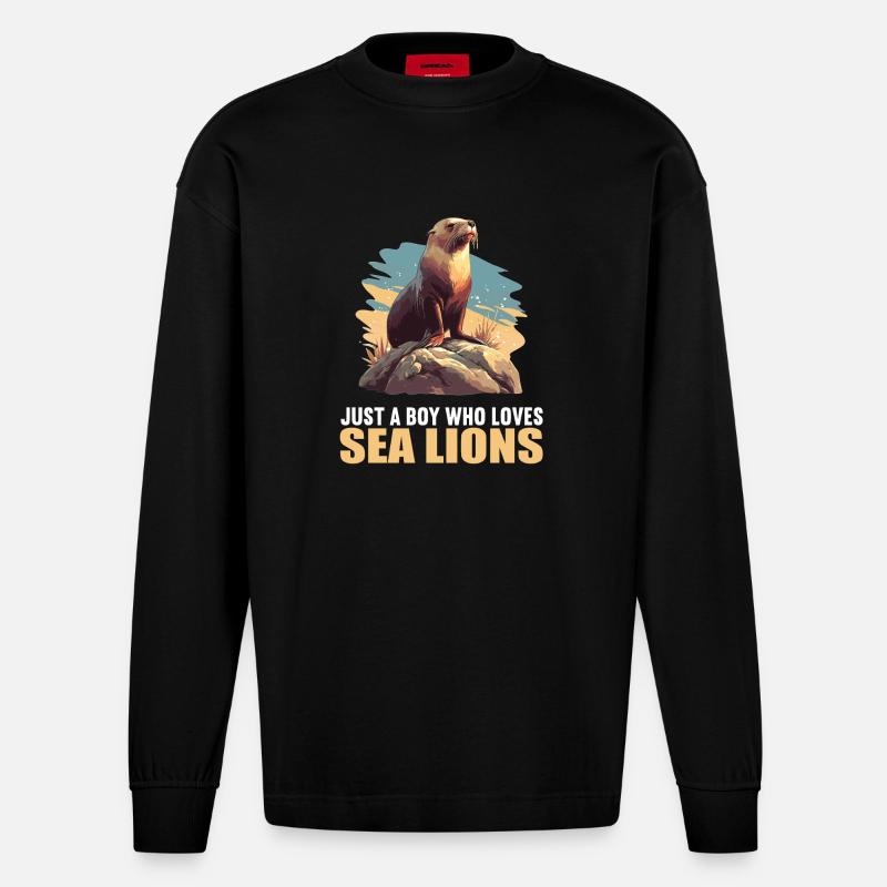 Seelöwen Seelöwe - Heavyweight Oversized Organic Langarmshirt Made in EU - SOLID BLACK