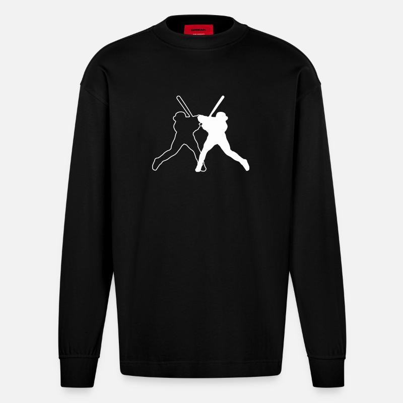 Baseball Ball Logo - Heavyweight Oversized Organic Langarmshirt Made in EU - SOLID BLACK