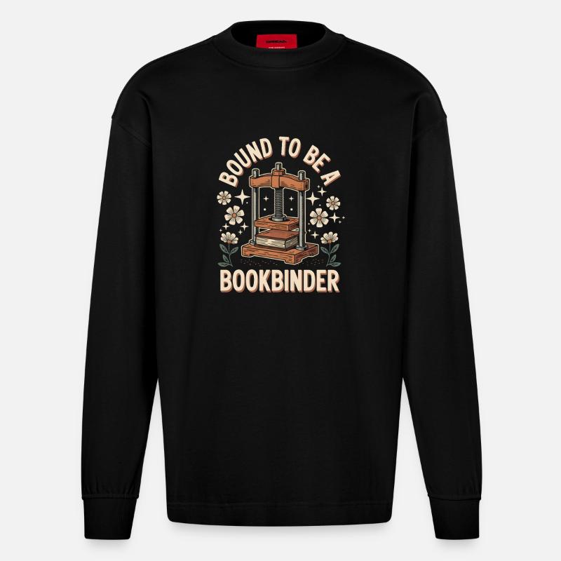 Geborener Buchbinder - Heavyweight Oversized Organic Langarmshirt Made in EU - SOLID BLACK