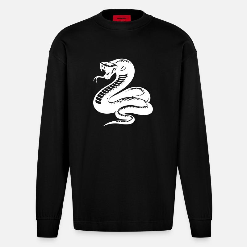 Silhouette du python serpent - Manches longues bio épais oversize fabriqué en UE - SOLID BLACK