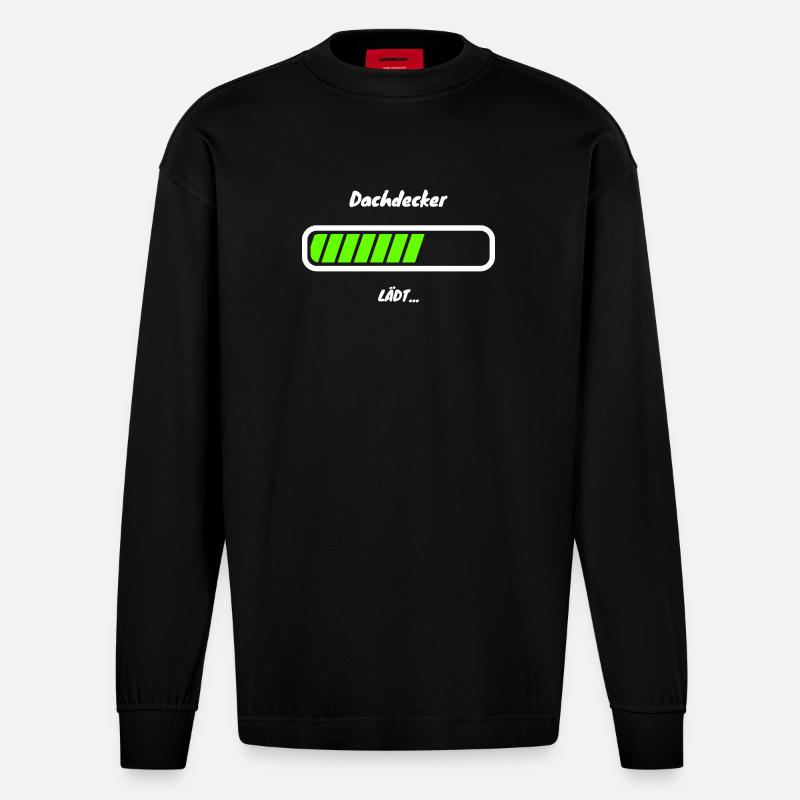 Dachdecker Ladebalken Dachdecker Azubi - Heavyweight Oversized Organic Langarmshirt Made in EU - SOLID BLACK