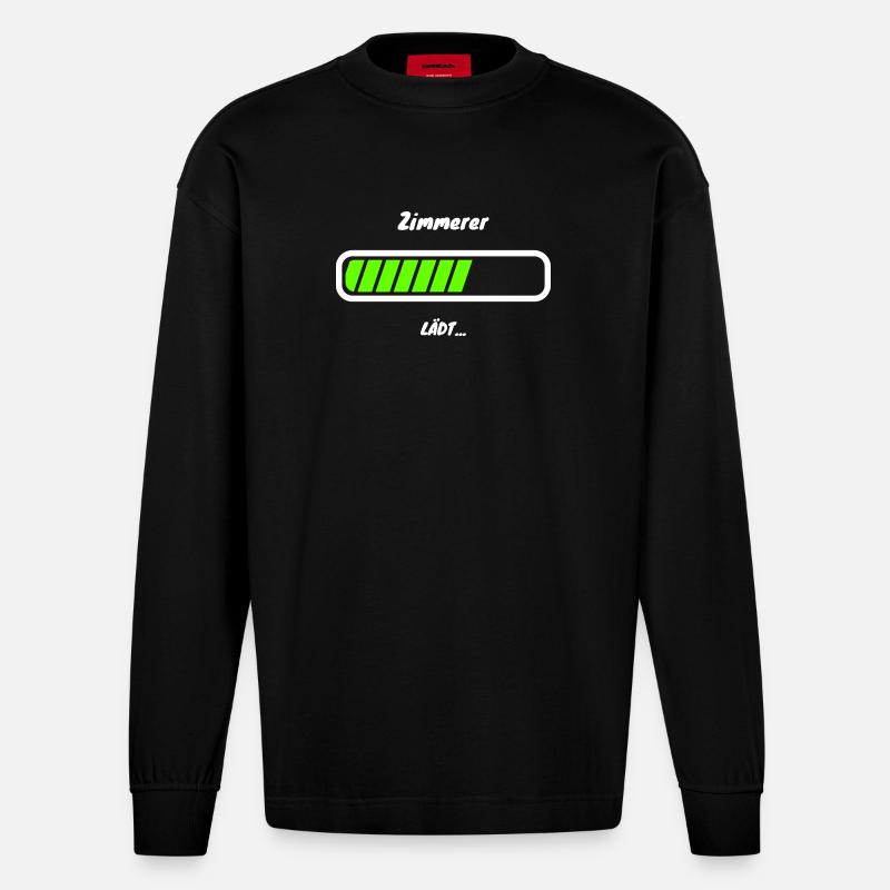 Zimmerer Handwerker Beruf Witziger Spruch - Heavyweight Oversized Organic Langarmshirt Made in EU - SOLID BLACK