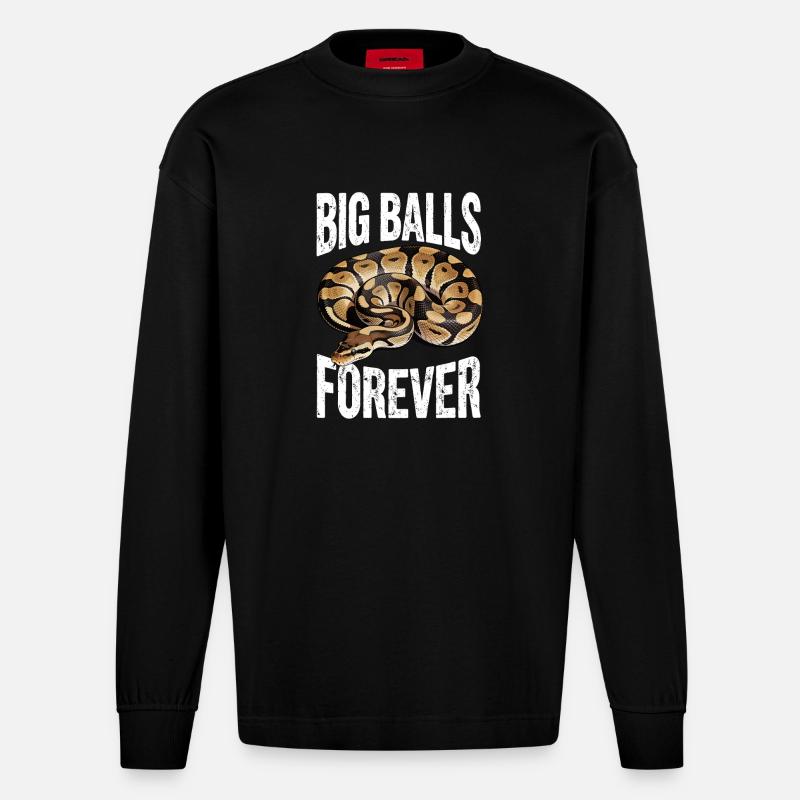 Königspython Schlangen Liebhaber Terrarium Python - Heavyweight Oversized Organic Langarmshirt Made in EU - SOLID BLACK