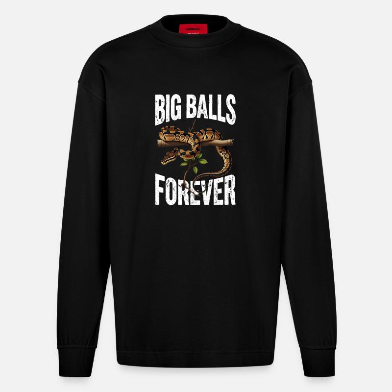 Königspython Schlangen Liebhaber Terrarium Python - Heavyweight Oversized Organic Langarmshirt Made in EU - SOLID BLACK