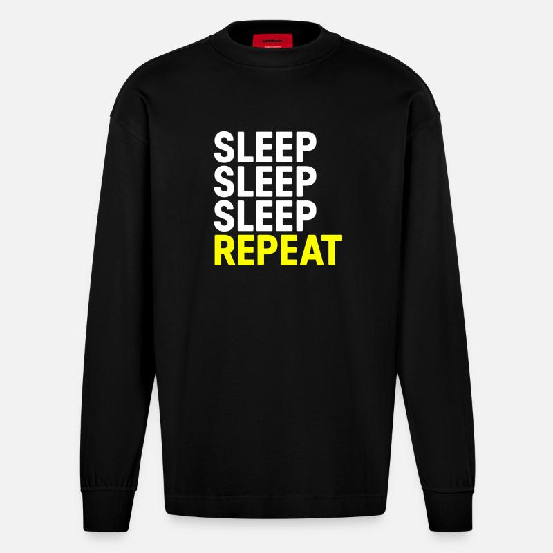 Søvn Søvn Søvn Gentag - Heavyweight oversized organic langærmet T-shirt made in EU - SOLID BLACK