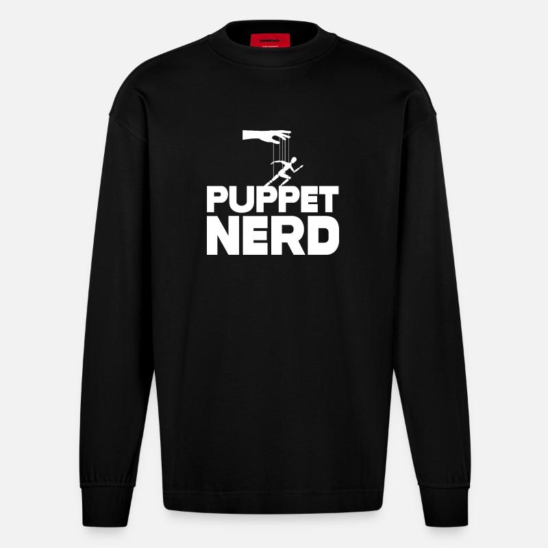 Puppet Nerd Marionette Runner - Heavyweight Oversized Organic Longsleeve Shirt Made in EU - SOLID BLACK