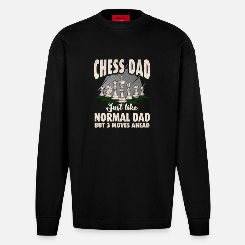 Chess Dad : Trois coups d’avance - Manches longues bio épais oversize fabriqué en UE - SOLID BLACK