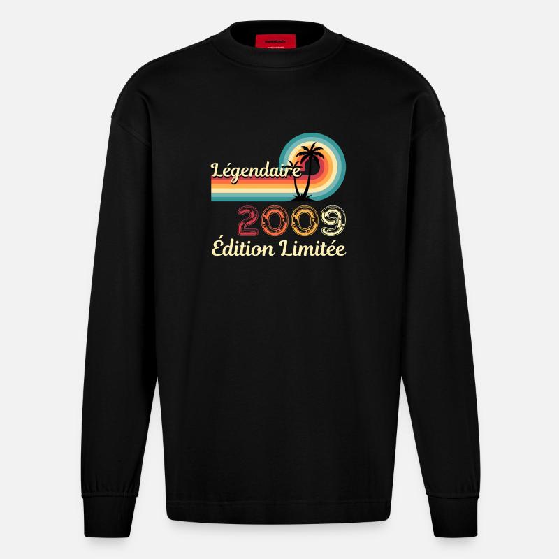 Legendary 2009, limitierte Edition - Heavyweight Oversized Organic Langarmshirt Made in EU - SOLID BLACK