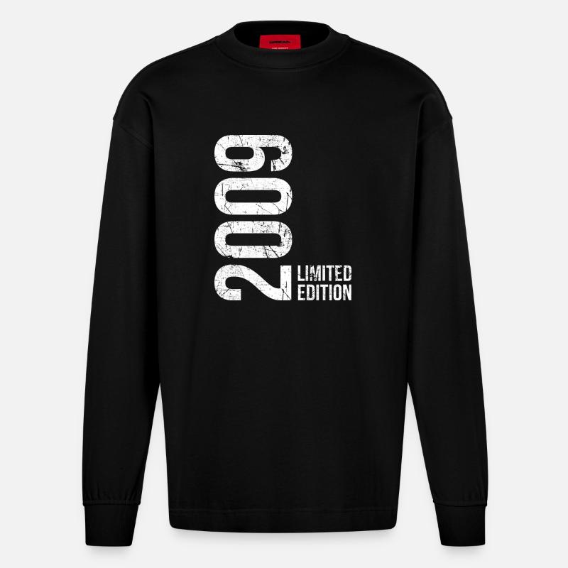 Édition limitée 2009 – 17e anniversaire - Manches longues bio épais oversize fabriqué en UE - SOLID BLACK