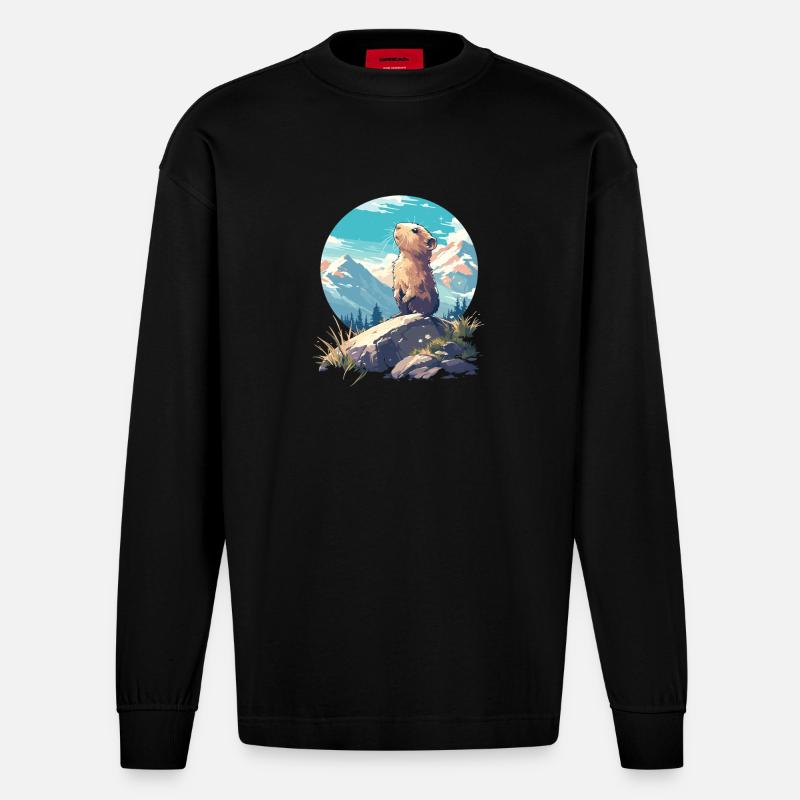 Lemminge Lemming - Heavyweight Oversized Organic Langarmshirt Made in EU - SOLID BLACK