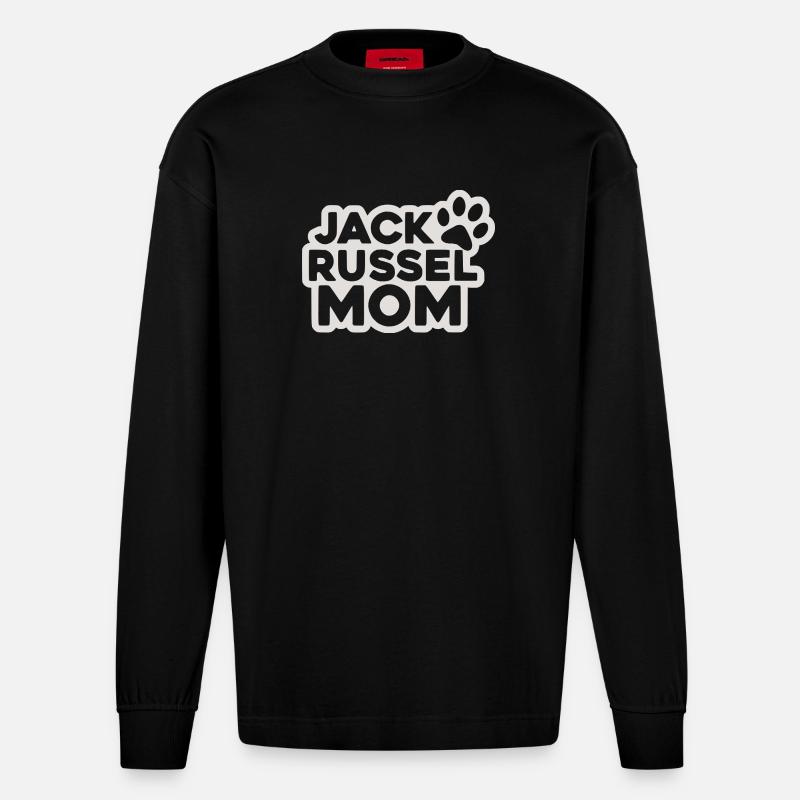 Jack Russell Mom  - Heavyweight Oversized Organic Langarmshirt Made in EU - SOLID BLACK
