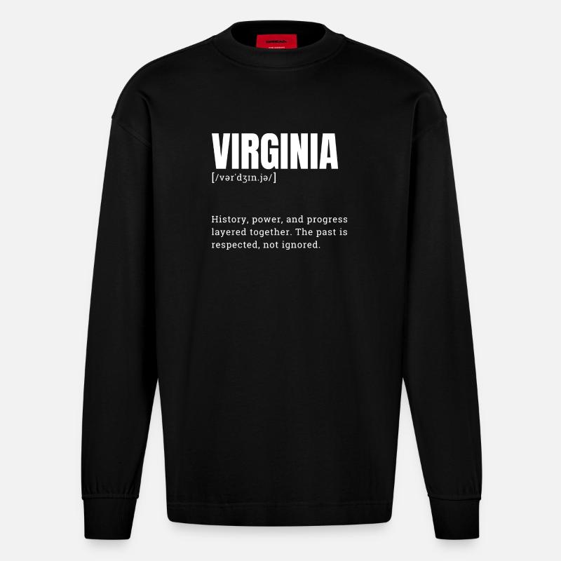 Virginie : Histoire, puissance et progrès - Manches longues bio épais oversize fabriqué en UE - SOLID BLACK