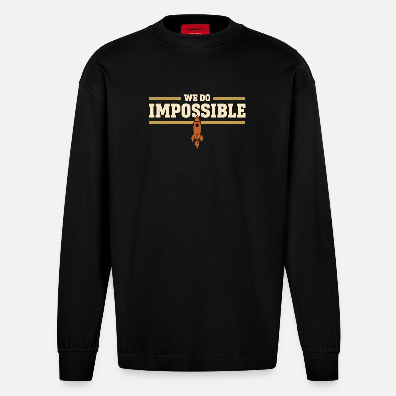 Rocket Science Rocket Scientist Aerospace - Heavyweight Oversized Organic Longsleeve Shirt Made in EU - SOLID BLACK