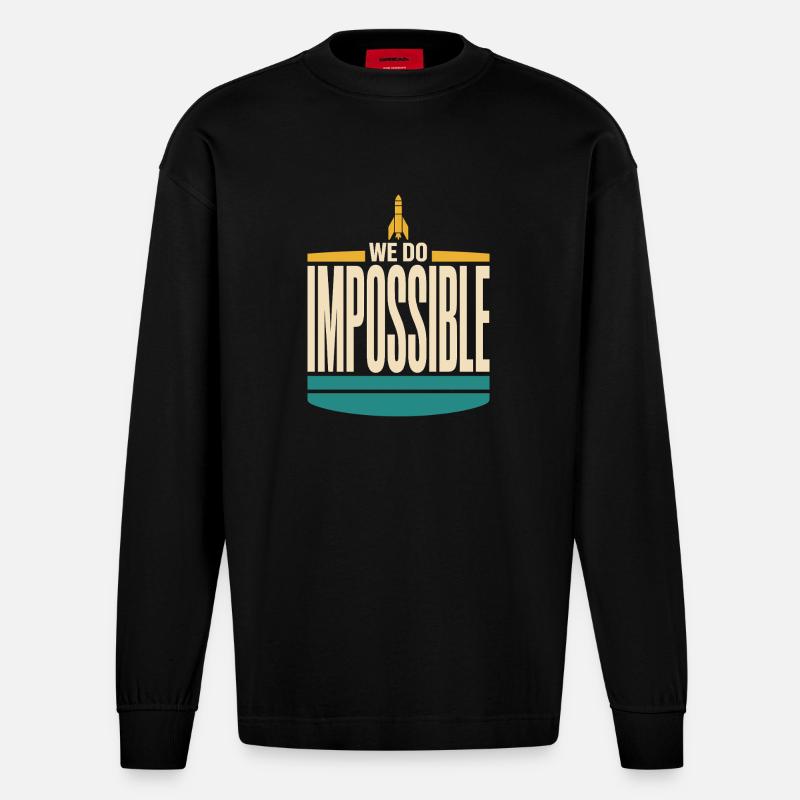 Rocket Science Rocket Scientist Aerospace - Heavyweight Oversized Organic Longsleeve Shirt Made in EU - SOLID BLACK