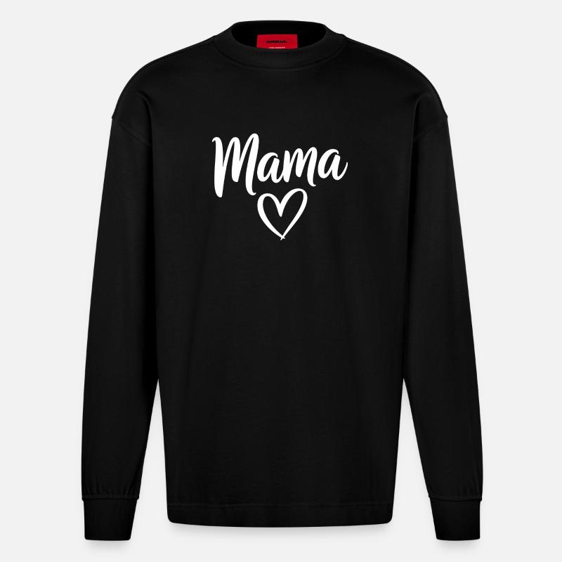 Mama-Liebe-Skript mit Herzmotiv - Heavyweight Oversized Organic Langarmshirt Made in EU - SOLID BLACK