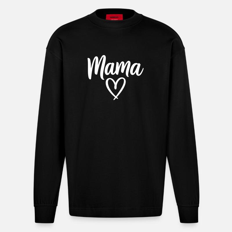 Mama Heart Skript Handgeschriebene Liebe - Heavyweight Oversized Organic Langarmshirt Made in EU - SOLID BLACK