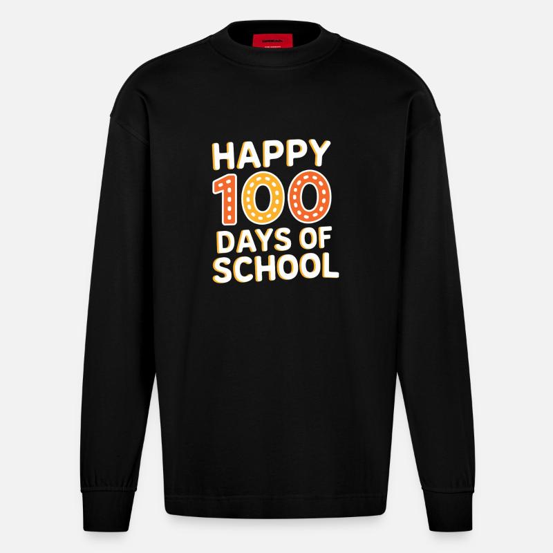 Joyeux 100 jours d’école - Manches longues bio épais oversize fabriqué en UE - SOLID BLACK