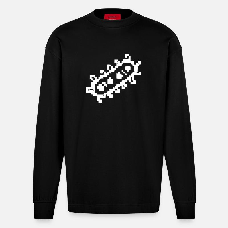 Bakterie Stäbchen Pixel Keim - Heavyweight Oversized Organic Langarmshirt Made in EU - SOLID BLACK