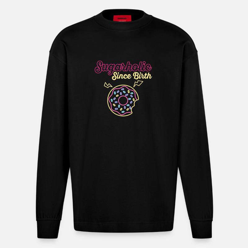 Neon Sugar Donut seit Geburt - Heavyweight Oversized Organic Langarmshirt Made in EU - SOLID BLACK