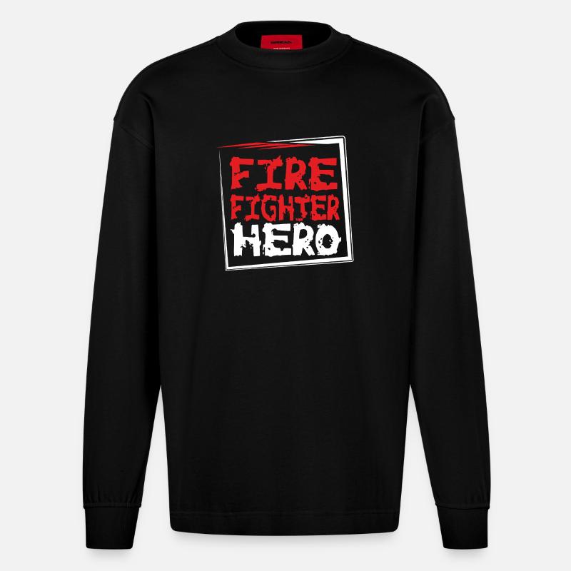 FIREFIGHTERHERO - Heavyweight Oversized Organic Langarmshirt Made in EU - SOLID BLACK