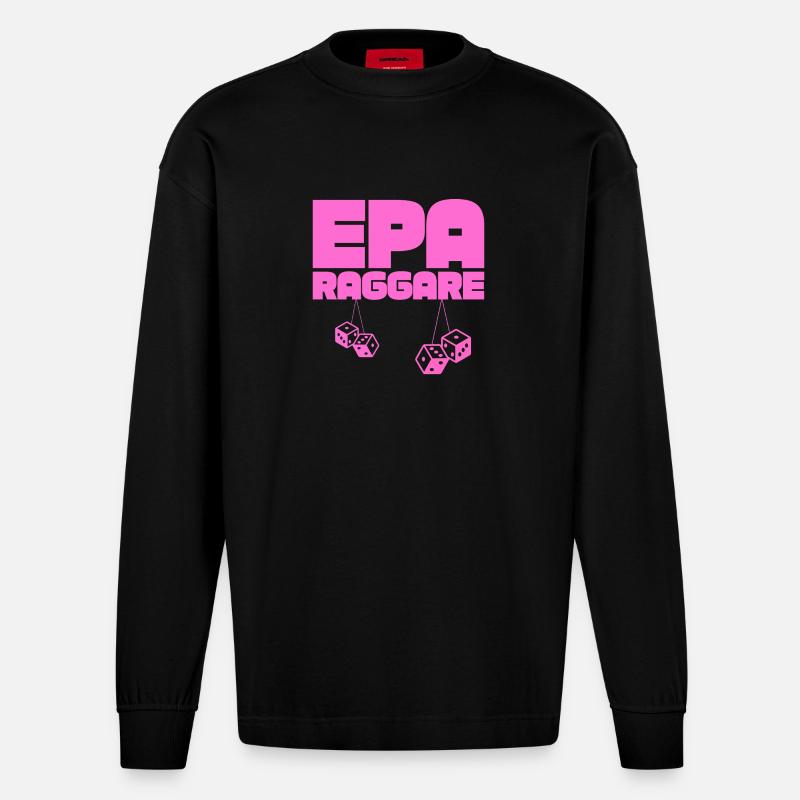 EPA Ragger – Dés Suspendus Roses - Manches longues bio épais oversize fabriqué en UE - SOLID BLACK
