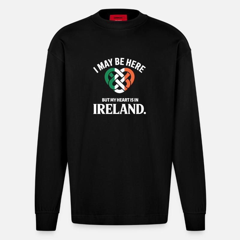 Irish Heart Celtic Knot Pride - Heavyweight Oversized Organic Langarmshirt Made in EU - SOLID BLACK